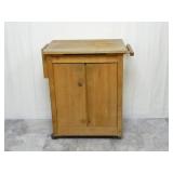 Butcher Block Top Rolling Kitchen Island Cabinet