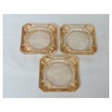 (3) Pink Depression Glass Ashtrays