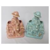 Vintage Pink & Blue Pottery Planters