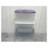 (3) Clear Plastic Totes ~ 50 & 58 Quart Sizes