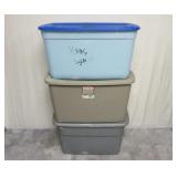 (3) Plastic Totes ~ 30 Gallon Size
