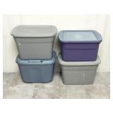 (4) Plastic Totes ~ Approx 10 Gallon Size