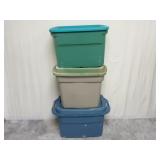 (3) Plastic Totes ~ Approx 20 Gallon Size
