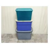 (3) Plastic Totes ~ Approx 18 Gallon Size
