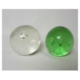 (2) Glass Ball Paperweights