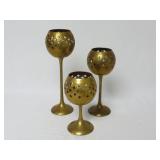 Set of Brass Made in India Stemmed Candle Holders