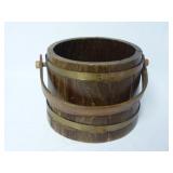 Vintage Firkin Sugar Bucket, Wood w/ Metal Bands