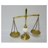 Mid-Century Milk Glass & Brass Hanging Scales