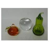 Lot of 3 Glass Fruit Paperweights