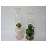Lot of 2 Vintage Hurricane Lamps