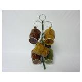 Mid-Century Mug Tree & (6) Stackable Mugs