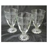 3 Vintage Boopie Laurel Etched Water Goblets