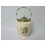 Antique Biscuit Jar w/ EPNS Metal Top & Rim