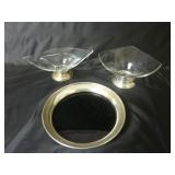 (2) Sterling Footed Bowls & (1) Sterling Rim Tray