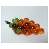 Vintage Orange Lucite Grapes ~ 11" Overall Length