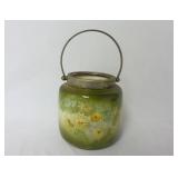 Antique Biscuit Jar w/ EPNS Metal Rim (No Lid)