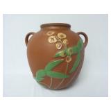 Double Handled Pottery 9" Vase ~ Marked Roseville