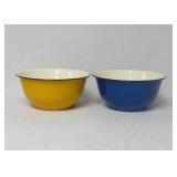 Yellow & Blue Butterfly Brand Enamel 9" Bowls
