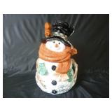 Woodland Snowman Cookie Jar ~ 12.5" Tall