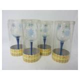 (4) Cypress Home Hand Painted Snowflake Stemware