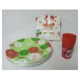 Christmas Tablecloth, Plates & Cups