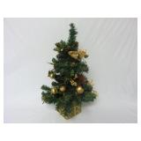 18" Artificial Christmas Tree w/ Gold Decorations