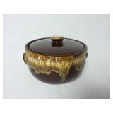 Vintage Brown Drip Glaze USA Covered Casserole