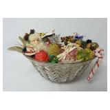 Large Punch Bowl FULL of Christmas Tree Ornaments