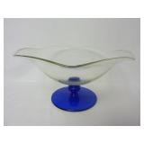 Cobalt Footed Glass Serving Bowl ~ 10.5" Rim