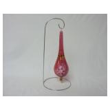 9.5" Teardrop Cranberry Cut-to-Clear Tree Ornament