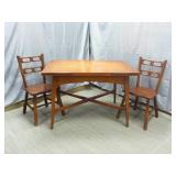 Vintage Solid Wood Dining Table & 2 Chairs