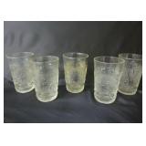 (5) Sandwich Glass Clear Juice 3.5" Glasses