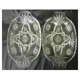 Pair of Star of David Glass Relish Trays