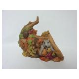 Decorative Fall Cornucopia w/ Leaves & Squirrels
