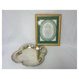 Framed Irish Blessing & Silver Plate Clover Tray