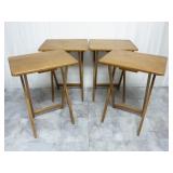 Set of 4 Folding Wooden Tray Stands