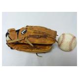 Vintage Louisville Slugger Glove & Softball