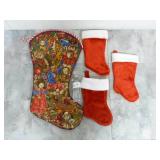 Large 32" Christmas Stocking & (3) 15" Stockings