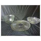 (3) Glass Serving Pieces ~ Tray & Bowls