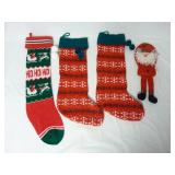 (3) Knit Stocking & (1) Santa Door Handle Hanger