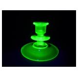 Green Uranium Glass Candlestick