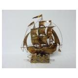 Metal Clipper Ship Music Box ~ Ship Moves!!