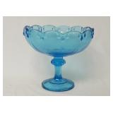 Large Blue Glass Pedestal Compote
