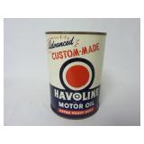 Vintage Havoline Motor Oil Metal Can ~ Empty