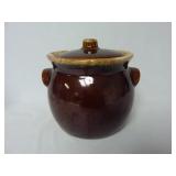 Vtg Brown Drip Glaze Oven Proof Pottery Bean Pot