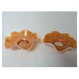 (2) Vintage Iridescent Ruffle Edged Bowls