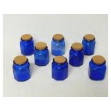 (8) Cobalt Blue Glass 2.5" Tall Jars