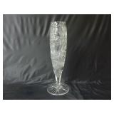 Heavy Crystal Vase w/ Sawtooth Rim ~ 13" Tall