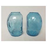 Pair of Aqua Blue Flat Sided Glass Vases