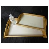 (2) Wood Handled Serving Trays